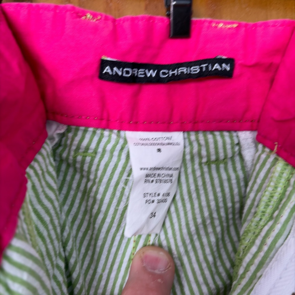 Andrew Christian Pink and Green Chinos